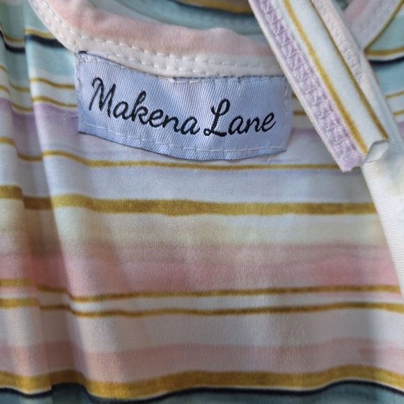 Makena Lane Girls Striped Short Sleeve Maxi Dress Size XL 8/10 - Picture 2 of 8